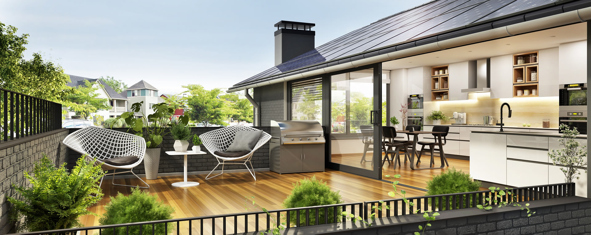  Hell beleuchtetes modernes Haus im Tageslicht